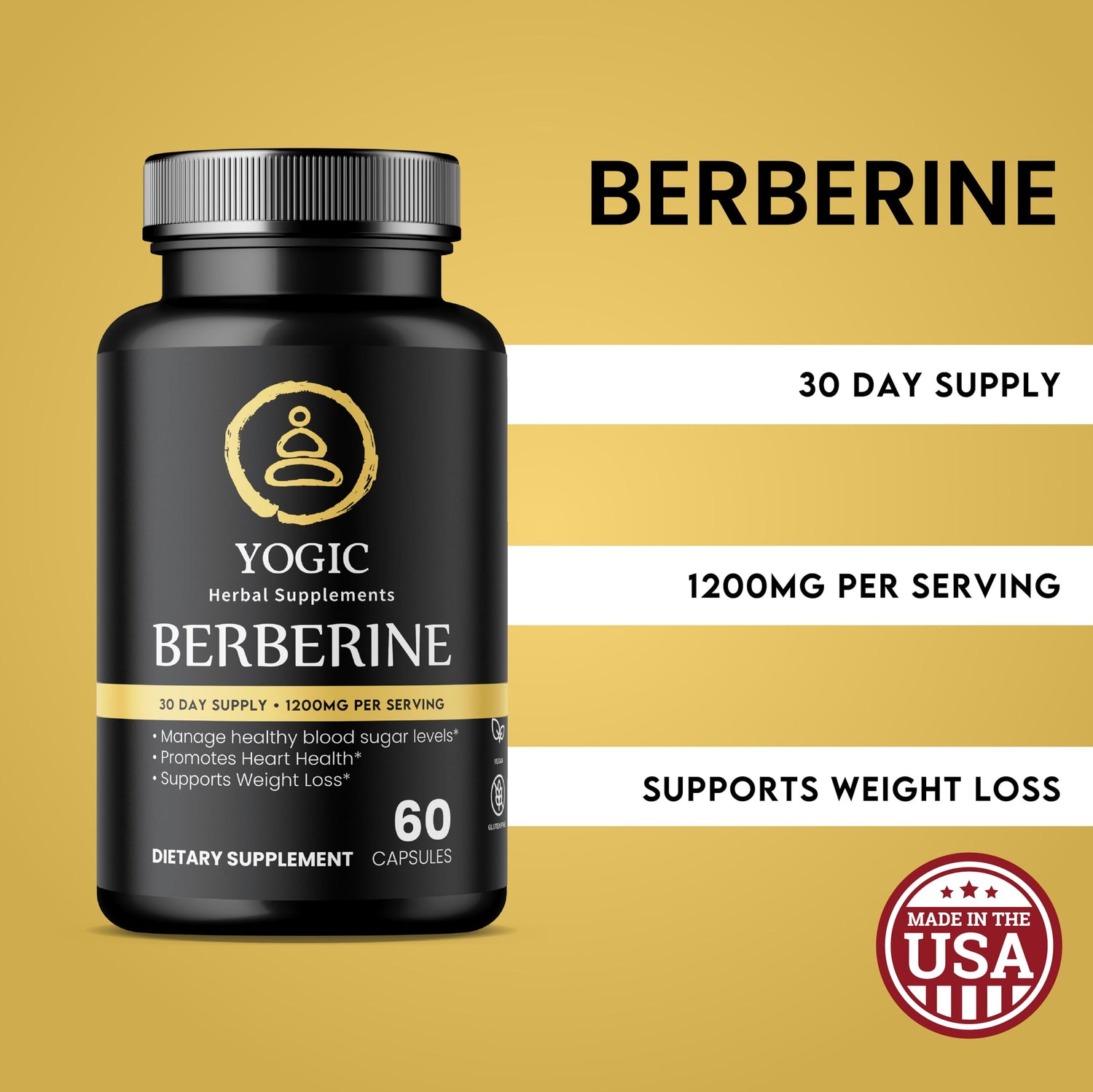 Berberine HCL Supplement - 1200mg Per Serving