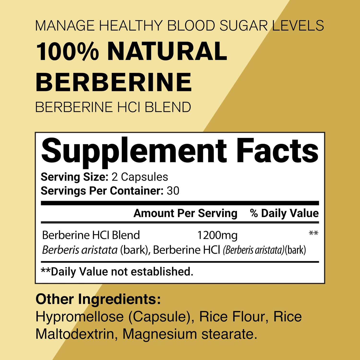 Berberine HCL Supplement - 1200mg Per Serving